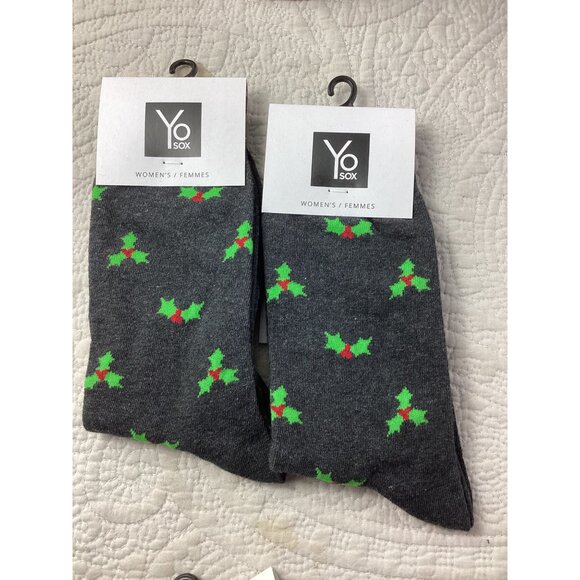 Lot of 7 Yo Sox Womens Festive Eggnog & Holly Socks Size 6-10 Cotton Blend*NWT - Picture 5 of 6